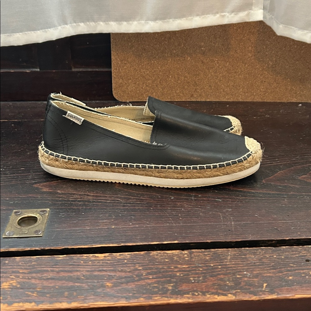 Soludos Mix Sole Platform Smoking Slipper Black size 8.5